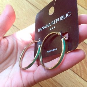 Banana Republic Hoop Earrings - Mint Green & Gold